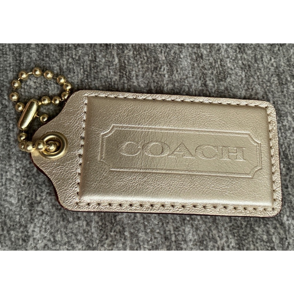Coach Champagne Gold Metallic Leather Large Bag Hangtag Fob Replacement Charm